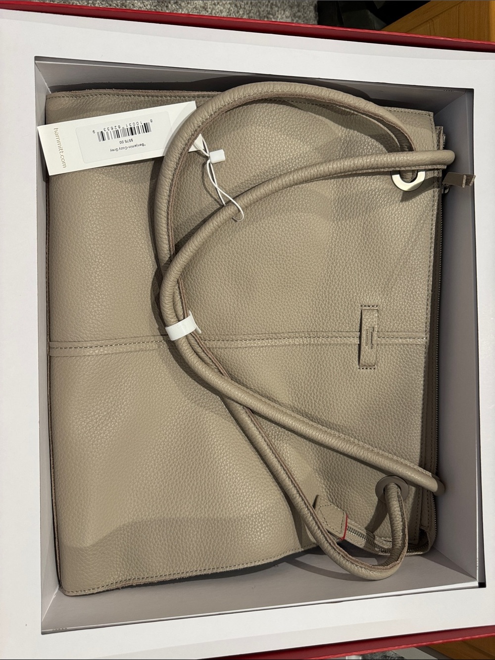 Hammitt Benjamin Cozy Gray Leather Tote Bag for Women